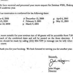 Correspondence, 2001-05-22....