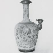 Bronze kundika with silver-...