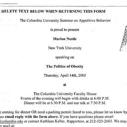 Announcements, 2005-04-14. ...