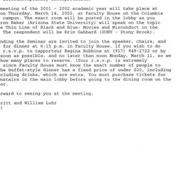 Announcements, 2002-03-14. ...