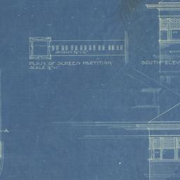 Plan, two elevations, secti...