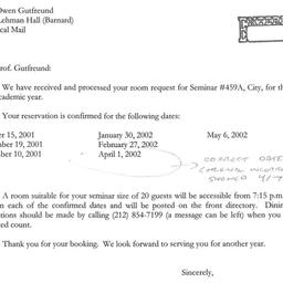 Correspondence, 2001-10-24....