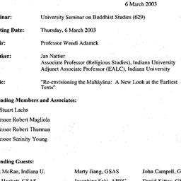 Minutes, 2003-03-06. Buddhi...