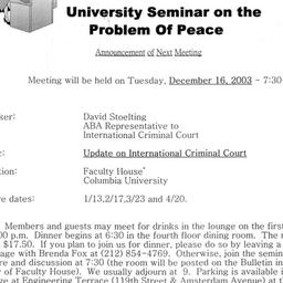 Announcements, 2003-12-16. ...