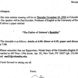 Announcements, 2000-11-30. ...