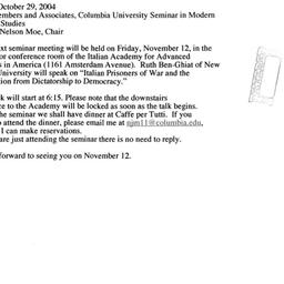 Announcements, 2004-11-12. ...