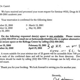 Correspondence, 2001-06-12....