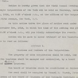 Board Meeting, 11/16/1916