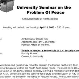 Announcements, 2003-04-03. ...