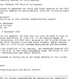 Announcements, 2002-12-05. ...