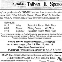 Announcements, 1992-12-17. ...