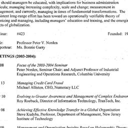 Schedules, Organization and...