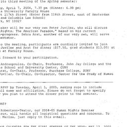 Announcements, 2005-04-07. ...