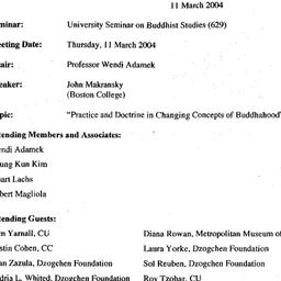Minutes, 2004-03-11. Buddhi...