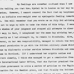 Letter from Gunnar Myrdal t...