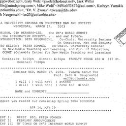 Announcements, 2004-03-17. ...