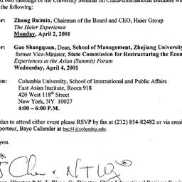 Announcements, 2001-03-08. ...