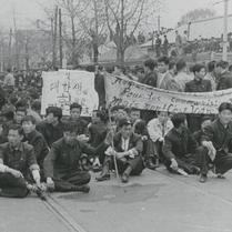 A mass of students are prot...