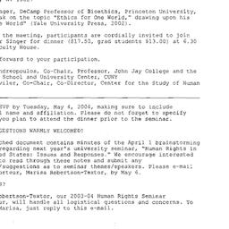 Announcements, 2004-05-06. ...