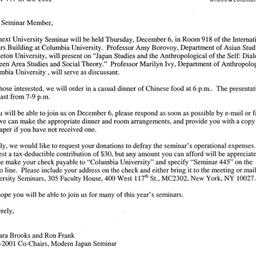 Announcements, 2001-12-06. ...