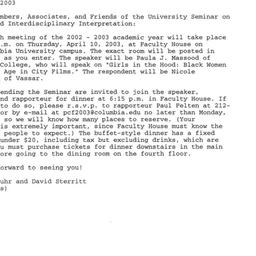 Announcements, 2003-04-10. ...