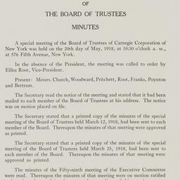 Board Meeting, 5/20/1918