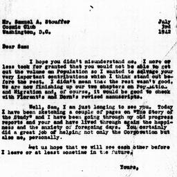 Letter from Gunnar Myrdal t...