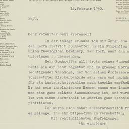 Letter from Dr. Morsbach, F...