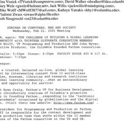 Announcements, 2001-02-21. ...