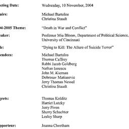 Minutes, 2004-11-10. Death,...
