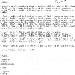 Announcements, 2004-12-02. ...