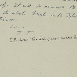 Letter to Tharchin requesti...