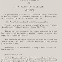 Board Meeting, 2/18/1920