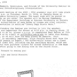 Announcements, 2004-03-11. ...