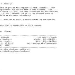 Correspondence, 2001-03-19....