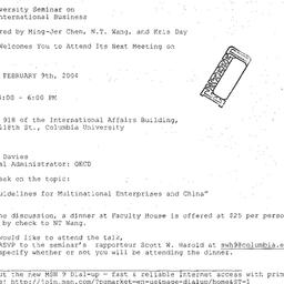 Announcements, 2004-02-09. ...
