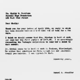 Letter from Samuel A. Stouf...