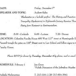 Announcements, 2001-12-07. ...