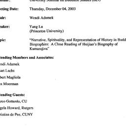 Minutes, 2003-12-04. Buddhi...