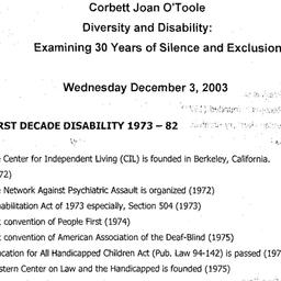 Handouts, 2003-12-03. Disab...