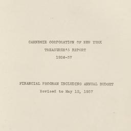 Treasurer's Report, 193...
