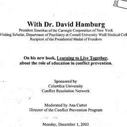 Announcements, 2003-12-01. ...