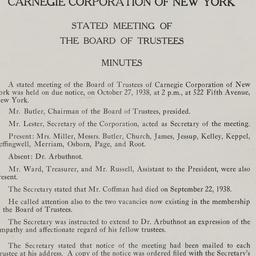 Board Meeting, 10/27/1938