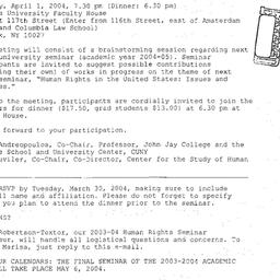Announcements, 2004-04-01. ...