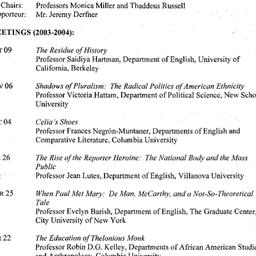 Schedules, American Studies...