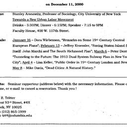 Announcements, 2000-12-11. ...