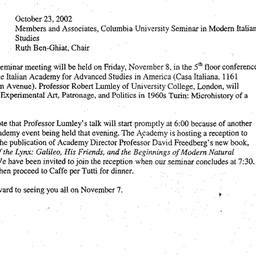 Announcements, 2002-11-08. ...