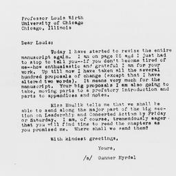Letter from Gunnar Myrdal t...