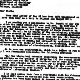 Letter from Gunnar Myrdal t...