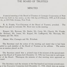 Board Meeting, 2/13/1929